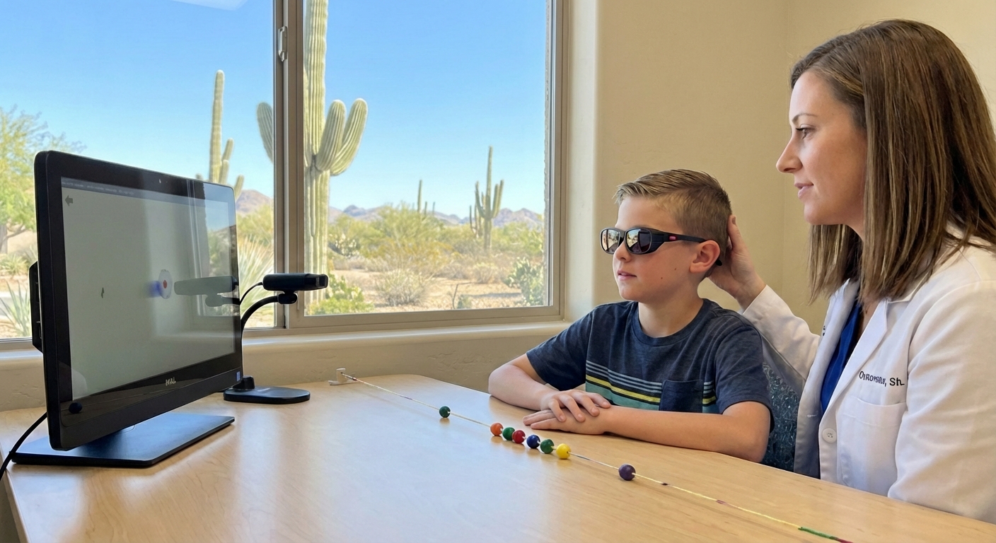 Vision therapy in Surprise can improve reading skills by enhancing eye teaming, tracking, and focus.